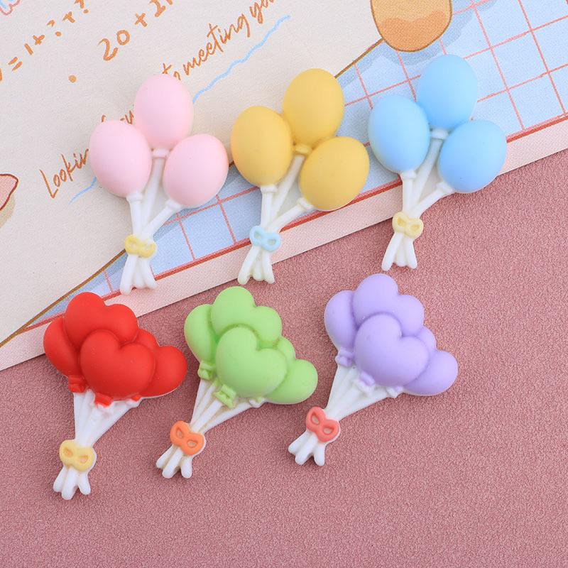 6 Pcs New Kawaii Cartoon Colored Balloons Series Resin Scrapbook Diy Decorative Hair Clip, Pendant Jewelry Parts A96