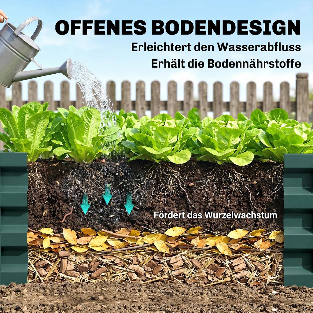 Square Raised Garden Bed Box with Weatherized Steel Frame for Vegetables, Flowers, & Herbs, 120 x 120 x 30cm, Green