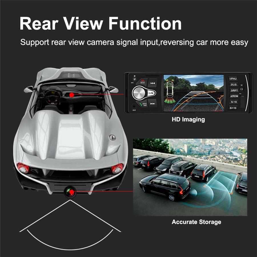 4.1" HD Car Radio MP5 Player USB Stereo In Out FM AUX BT w/ Dynamic Track Camera