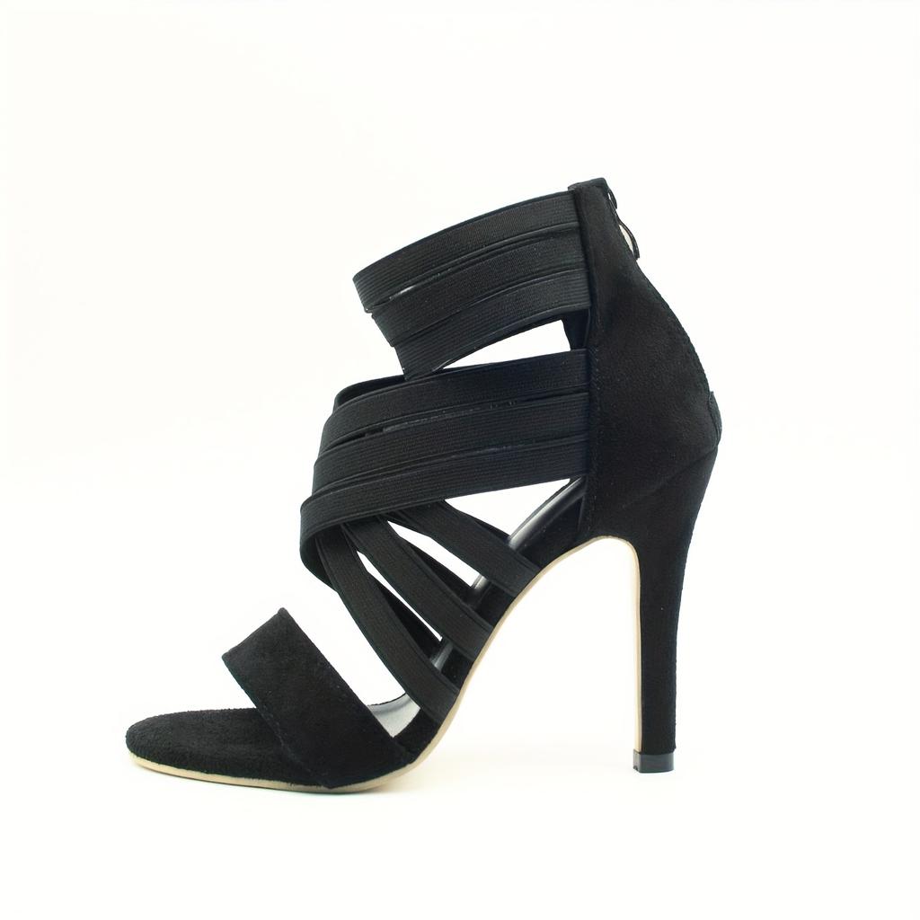 Stylish Women's Fashion Open Toe Stiletto Heeled Sandals with Back Zipper