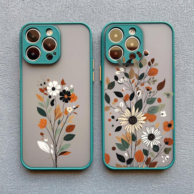 Winter Branches Leaves Flowers Phone Case For iPhone 16 15 14 Plus Pro Max 13 12 Mini 11 Pro Max X XS XR Shockproof Bumper Cover