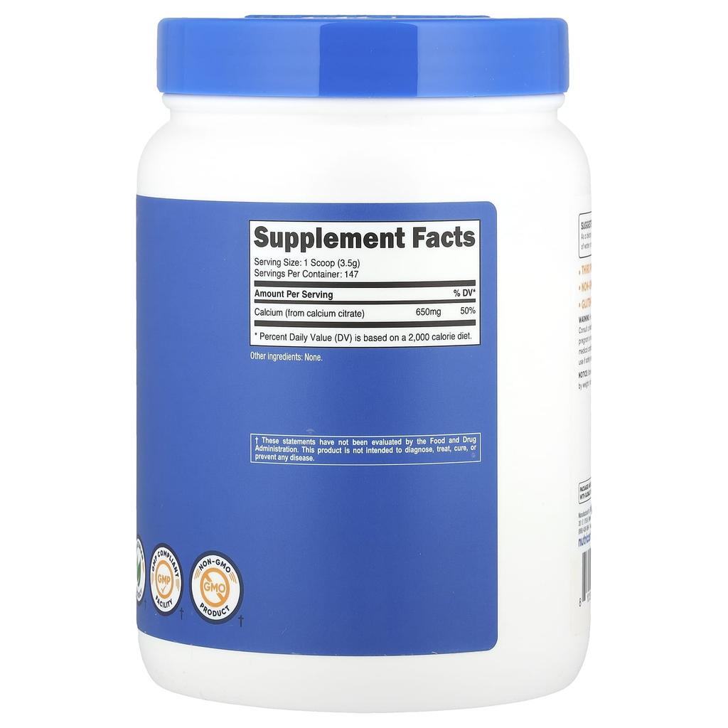 Calcium Citrate, Unflavored, 500G(17.9Oz)