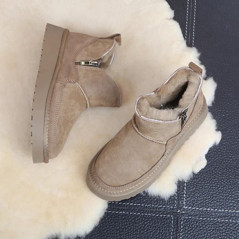 Women Boots for Women Keep Warm Snow Boots Female Zipper New Wool Boots Winter Ladies Fur Warm Low-cut Shoes Botas De Mujer
