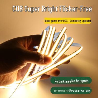 Ultra-Thin COB LED Strip Light with Self-Adhesive Aluminum Channel for Ceiling and Cabinet Lighting