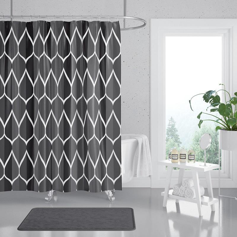 Simple Waterproof Shower Curtain Thickened Polyester Shower Curtain Fabric Bathroom Curtain 80X180 чёрный