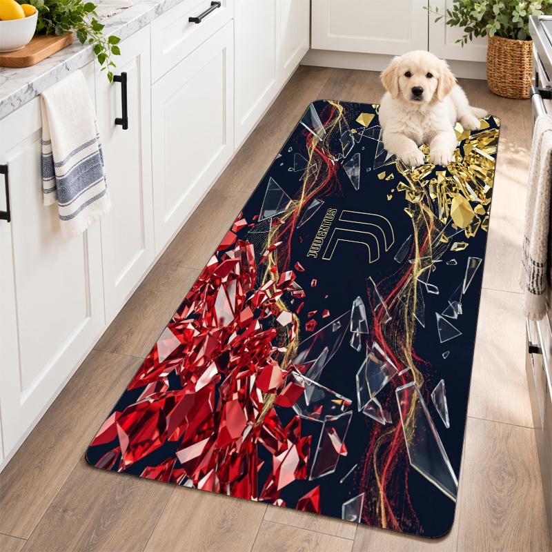 Flannel Kitchen Mat Juventus FC Soft Area Rug Non Slip Floor Carpet Home Decoration