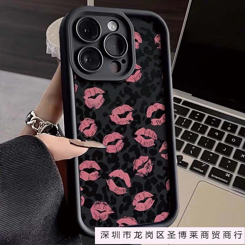 Leopard print lip print is suitable for Apple 17promax mobile phone case iPhone17/16/15 airbag 14 foreign trade new 13