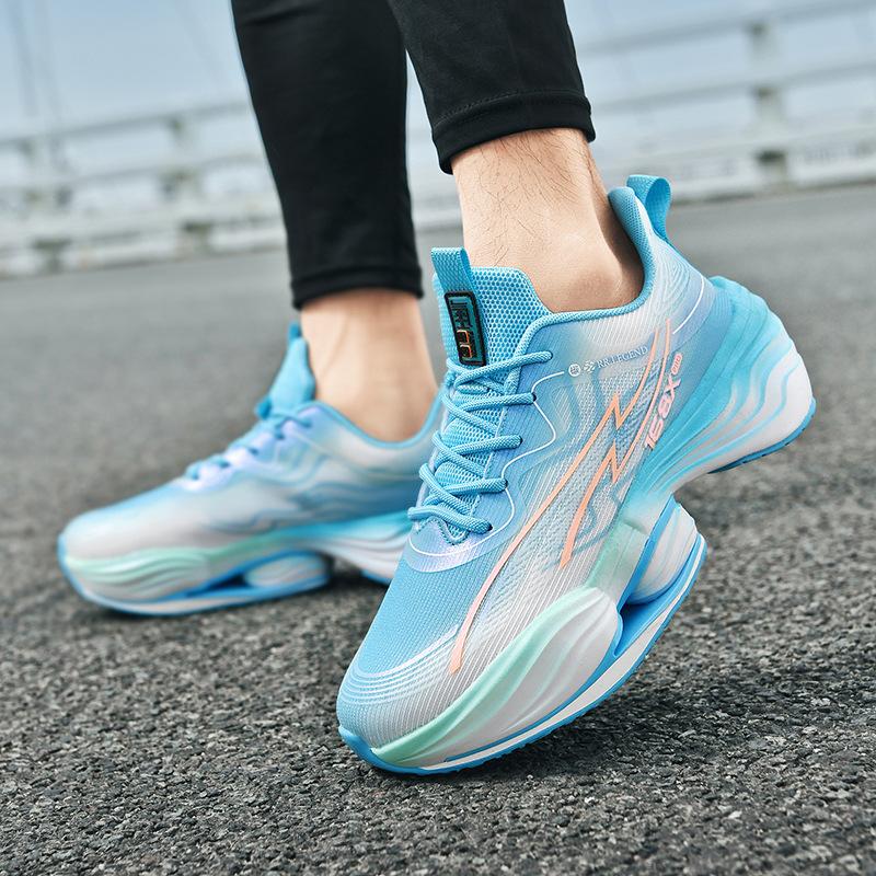 Summer new flying electric running shoes men's shock absorption and rebound racing breathable training sports shoes carbon board running shoes men'