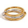 Minimalism Multi-Link Connected Ring, Chunky Gold Plated Ring, Ring Set, Eternity Women Fashion Zircon Gifts