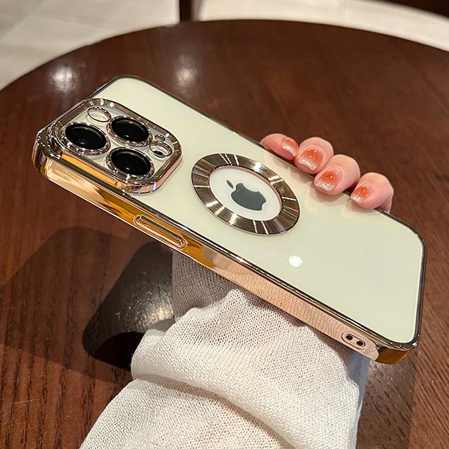 Luksusowe Platerowane Etui z Logo z Otworem, Puste, na iPhone 14 13 11 12 Pro Xr X Xs Max 7 8 Plus Se3, Miękkie Przezroczyste Odporne na Wstrząsy