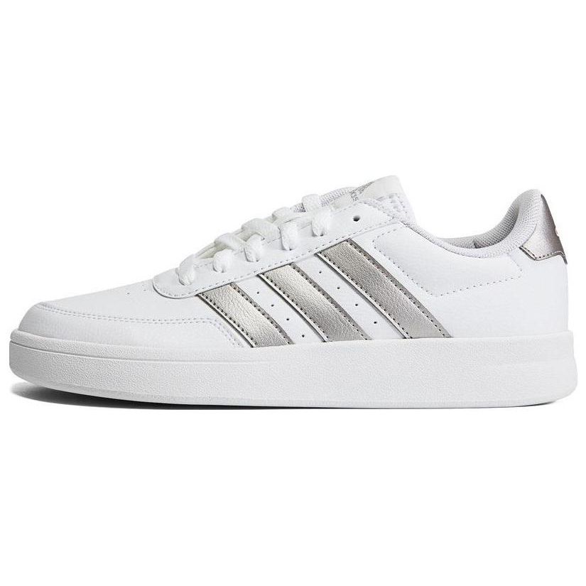 Adidas Breaknet 2.0 Leather Slip Resistant Lightweight Low Top Skate Shoes Women Sneakers White Silver HP9440
