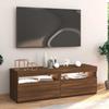 Moderner TV-Schrank Im Vintage-Stil Mit LED-Licht Außenansicht Aus Brauner Eiche 120x35x40 Cm