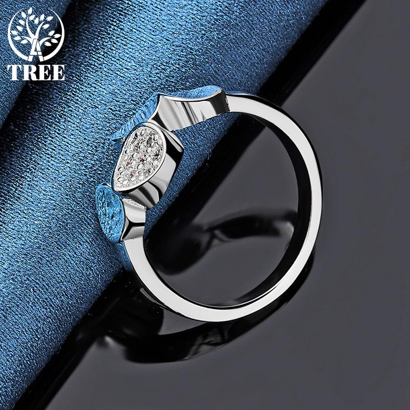 925 Sterling Silver AAA Zircon Round Ring Jewelry