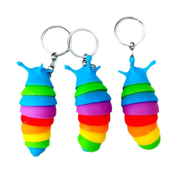 Creative Intelligence Car Key Fuzz Caterpillar Keychain - 8cm Decompression Slug Pendant Toy