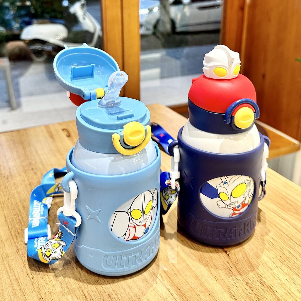 Ultraman Children's Thermos Cup Boys School Cup Food Grade Straw Kettle Water Cup for Primary School Students