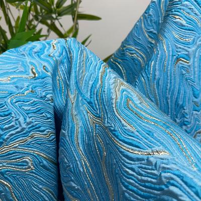 1M Flowing Gold Thread 3D Texture Gold-plated Cotton Satin Fabric Oil Painting Jacquard Fabric For Diy Sewing Dress Cheongsam