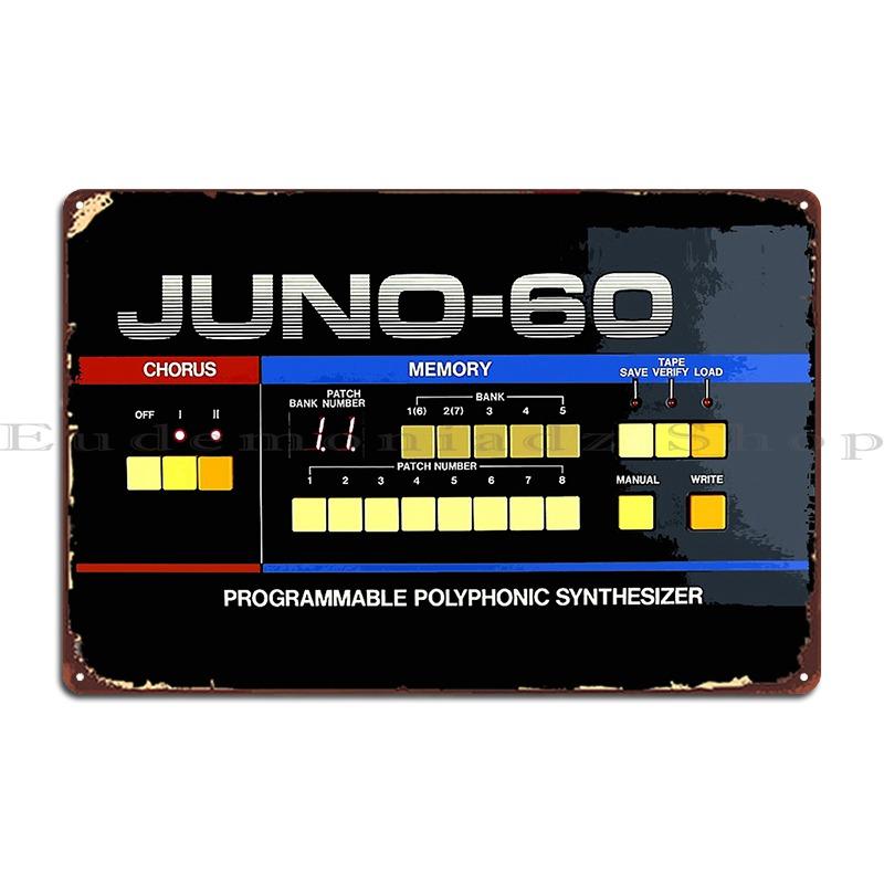 

Juno 60 Analog Programmable Polyphonic Synthesizer Synth 80s Vintage Metal Plaque Poster Wall Plaque Vintage Personalized 20x30cm（7.8x11.8inch）