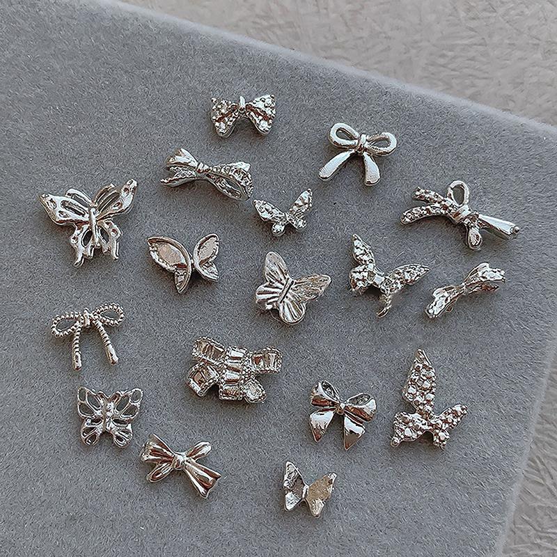 10 Stück Nail Art Charm Glänzende Nageldekoration Glitzer Nagel Maniküre Zubehör Bowknot Schmetterling Nail Art Dekorationen Teile
