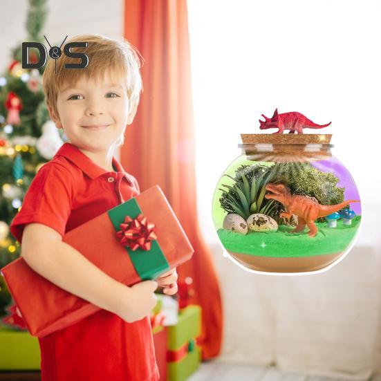 1 Set Light-up Dinosaur Terrarium Kit with LED Glow-in-the-dark Painting DIY Kids Dino Microlandscape Night Lamp Crafts Toy Kit Toddler Boys Girls