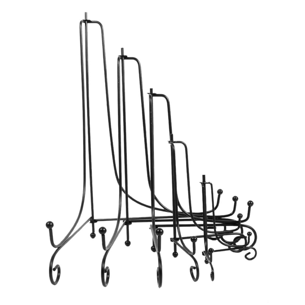 4" - 12" Iron Easel Display Stand Bowl Plate Photo Frame Book Artwor Black Bowl Plate Stand Photo Frame