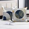 Luxury Abstract Throw Pillow Covers Set Of 4 Navy Blue Gold Leaf Geometric Pillowcase Polyester Linen Fabric Modern Home Decor