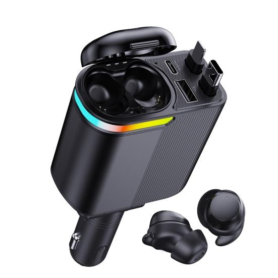 Car Charger with Free Adjustment Bluetooth-compatible 5.0 Headphones PD3.0 Fast Charging 4-Port USB Type-C Charger
