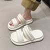 Stylish Women's Thick Sole Slippers Summer Casual One Strap Beach Sandals Available In Black And White