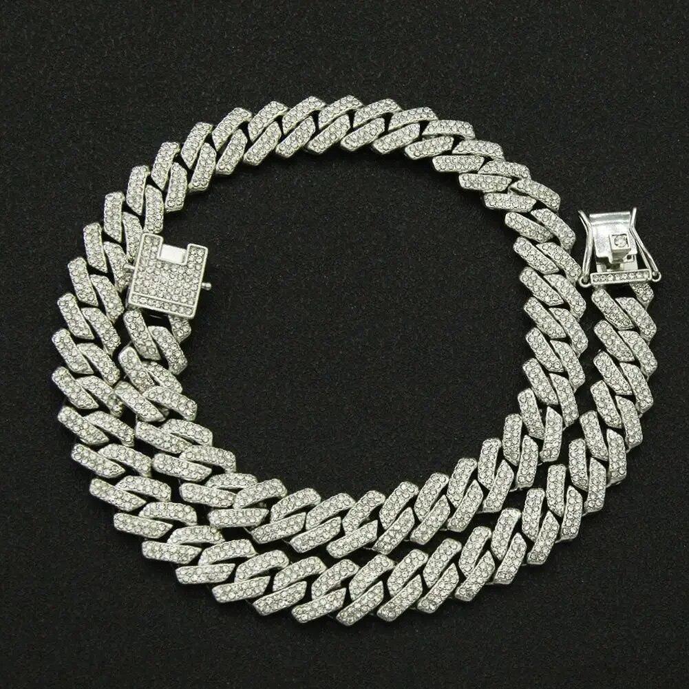Collana a catena Cuban Link per uomo donna micro pavé in pietra CZ colore oro rosa gioielli hip hop
