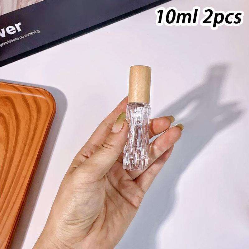

10Ml Wooden Cap Spray Bottle Clear Glass Spray Bottle Perfume Sample Vials Portable Refillable Cosmetic Empty Atomizer Gold Cap one size