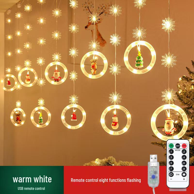 LED Star Curtain Lights: Christmas Pentagram String with Copper Wire & Icicle Design for Festive Atmosphere