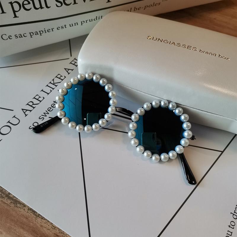 

Kids Pearl Sunglasses Girls Classic Style Round Shape Stylish Sunglasses Sweet Color Lens Sun Glasses Eye Wear for Children Cycling Eye Wear W34424WW-as picture