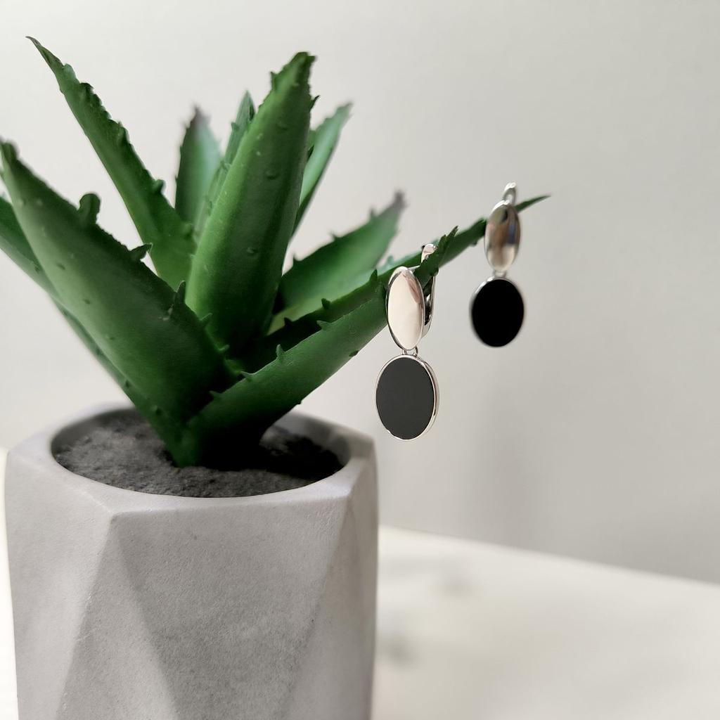 Silver Earrings with Natural Onyx (60002120)