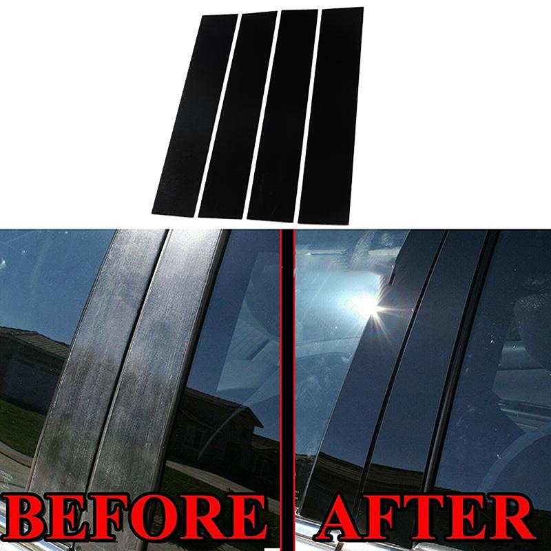 4Pcs Car Window Pillar Posts Door Trim Sticker Black Decal Cover for Ford F-150 Super Cab/Extended Cab carbon fibre 2004-2014