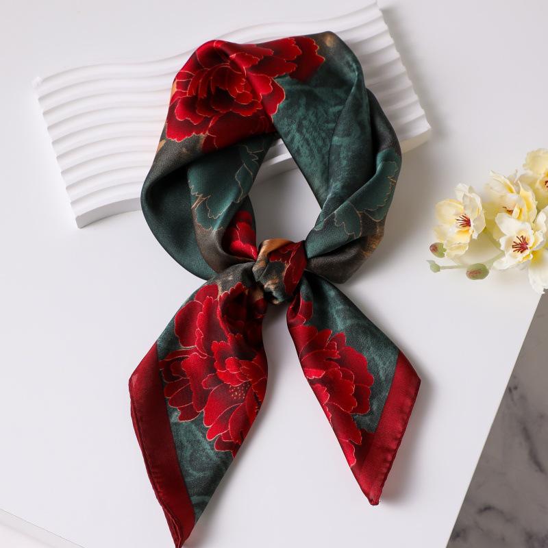 

Винтажный шелковый шарф в корейском стиле 70 см: Универсальный шейный платок из искусственного шелка с винтажным принтом для женщин 70*70cm