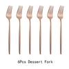 6pcs/Set Black Gold Dessert Fork Set Mirror Stainless Steel Colorful Fork Set Tableware Cutlery Set Home Party Kitchen Tableware