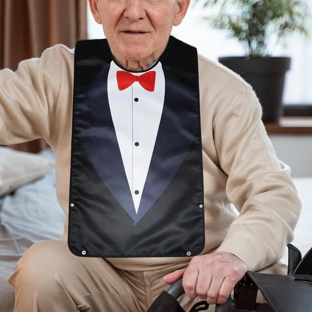 Bavaglino per Adulti con Fantasia Tuta da Pranzo Comodo Poliestere Lavabile in Lavatrice Impermeabile Unisex Abbigliamento