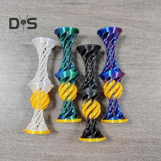 3D Printed Spiral Toy with Launching Ball Impossible Pyramid Passthrough Sculpture Vortex Thread Illusion Stress Relief Kids Adults Mini Spiral