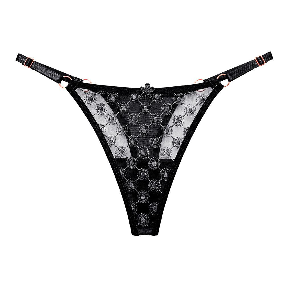 Korean Version of Simple and Slightly Sexy Girl Panties, Fancy Thin Mesh Yarn, Pure Desire, Low Waist Adjustable Thong 2269