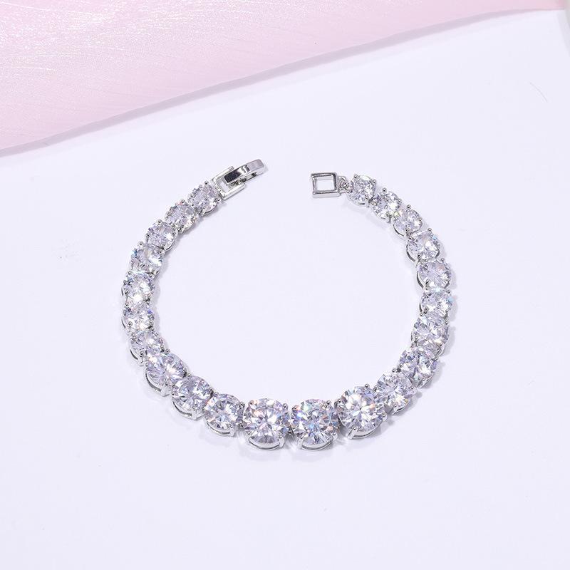 Náramek se zirkony postupné velikosti s měděnou platinou a drahokamy, ručně vyráběné kulaté barevné šperky.