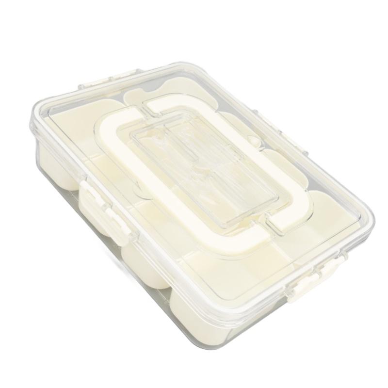 Portable Snackle Box Container 8 Compartment Clear Snack Platters Divided Serving Tray With Lid And Handle For Candy Veggie
