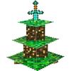 Pixel Art 3 Tier Cupcake Stand with Retro Gaming Accents - Anime & Pixel Pired Cake Topper Baby Showers, and Pixel-Themed Party - Serving Tray with