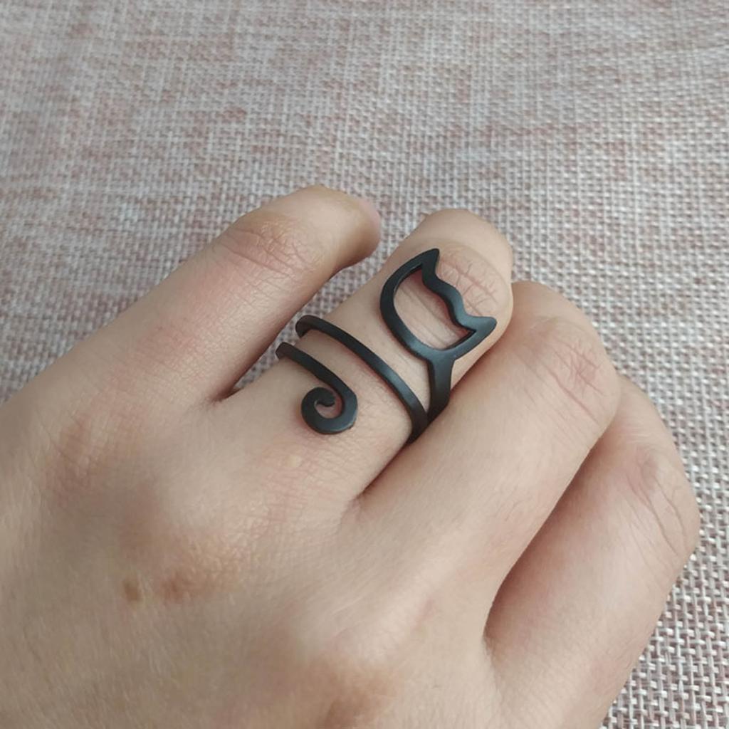 Creative Cat Crochet Hook Rings Adjustable Knitting Loop Rings Tail Accessory Fashionable Jewelry for DIY Enthusiasts