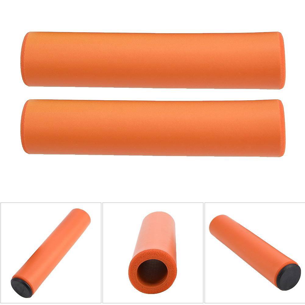 1 Pair Handlebar Grips Anti Skid Shock Proof Silicone Bike Grip With End Plugs Red