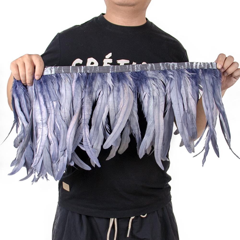 2Meters Colorful Rooster Tail Feathers Trim 25-30Cm /10-12Inches Pheasant Feather Fringe Ribbon For Carnival Plumes Decoration
