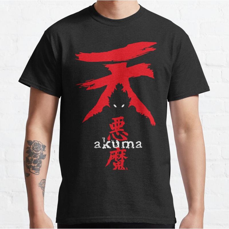 Akuma  Vintage 80s Japanese video game Street Fighter graphic t shirts Retro Large size tops S6XL S