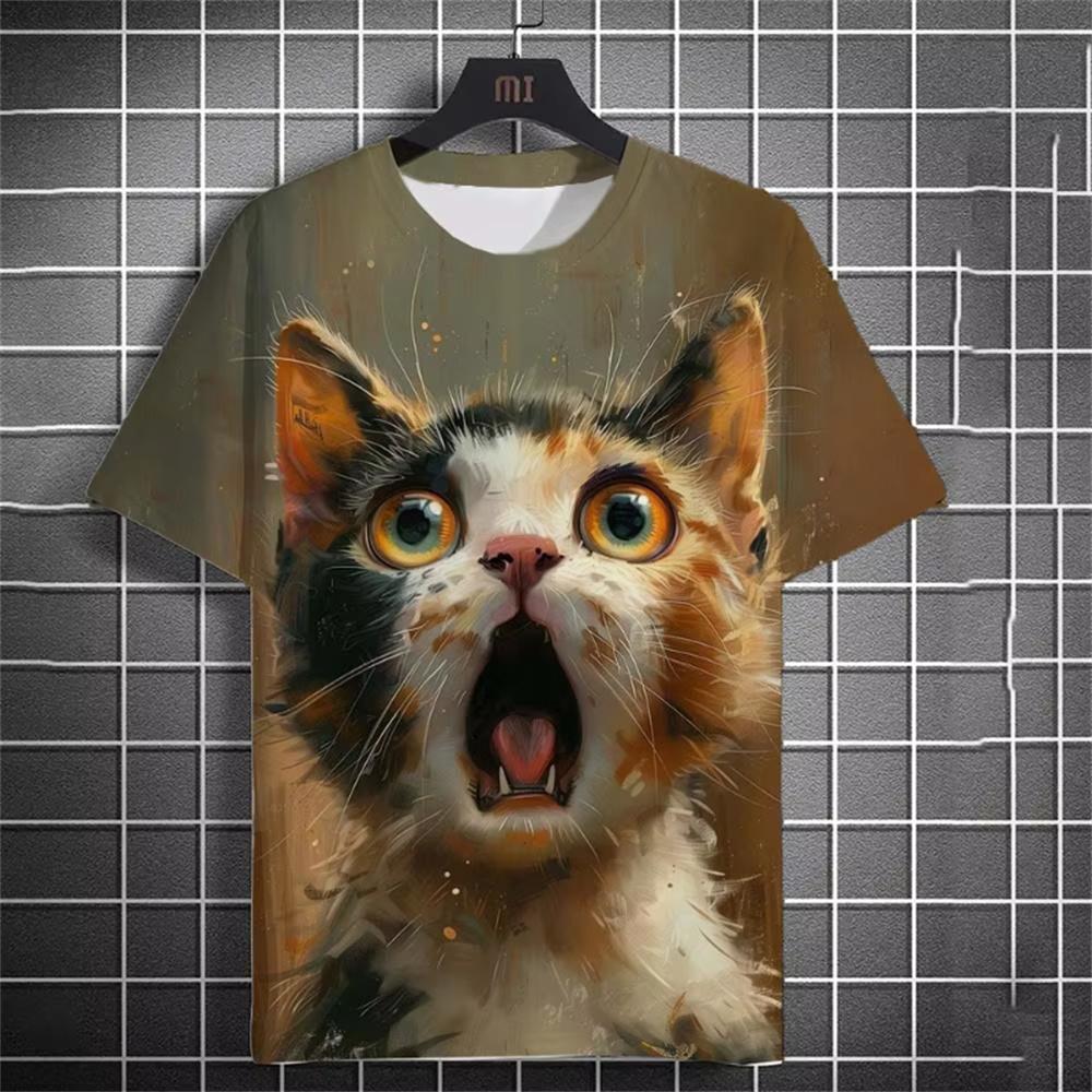 3D Print Men T-Shirts Cute Cat Graphic Tops Summer Women Streetwear Fashion Oversized Unisex Short Sleeve T Shirt Kids Clothing