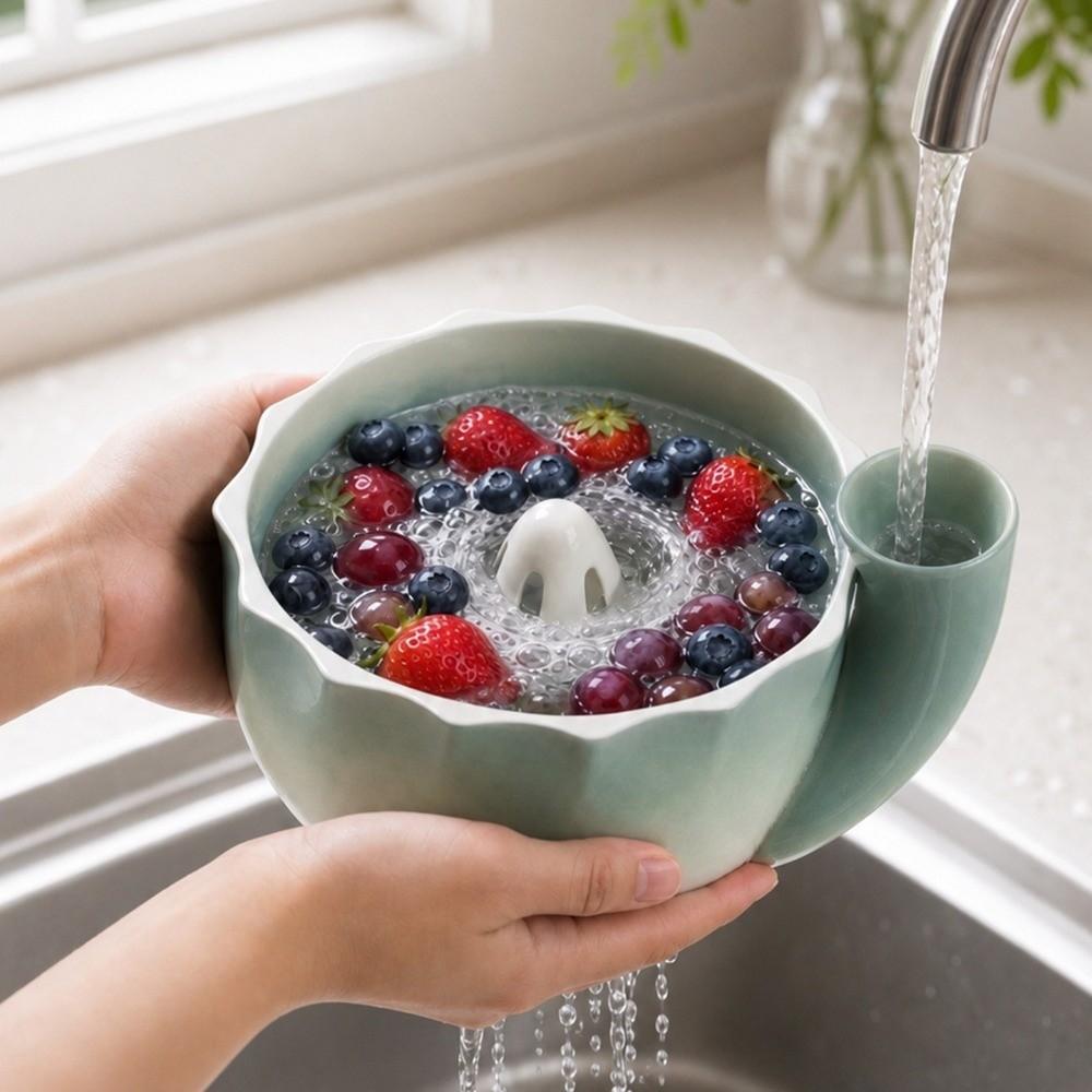 Keramik Swirl Beeren Wasch- und Abtropfschale Schnelles Abtropfen Beeren-Siebkorb Lebensmittelzubereitung