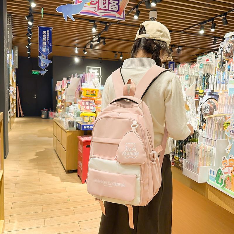 Цветной блок школьная сумка студенческий рюкзак в стиле колледжа женский рюкзак — фото 17