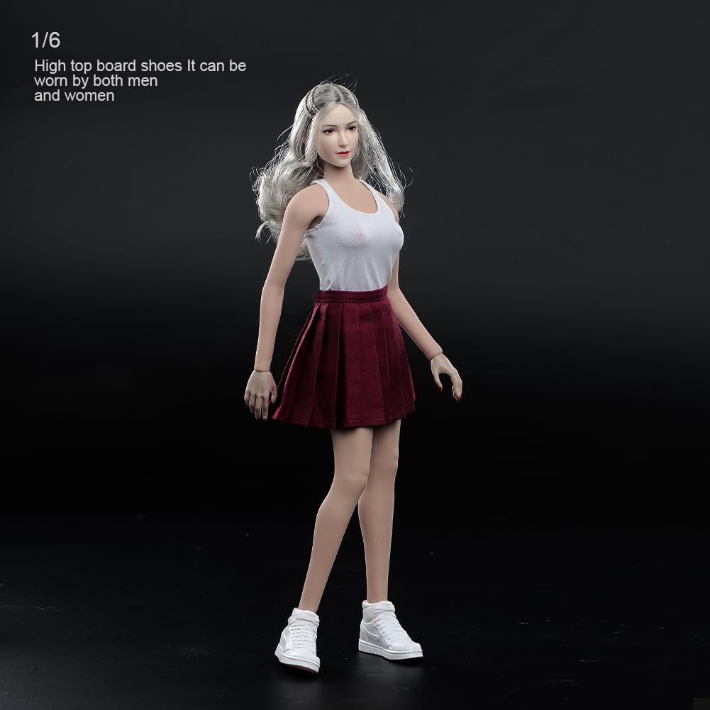 Toys Hobbies Figure Spots Athletic Shoes Sneakers Head and Clothes Not Female & [TOYBARJAPAN] 1/6 Accessories/White High-Cut (Body, Included) (For
