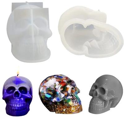 Silikonform für Kerzen zum Selbermachen mit Totenkopf-Motiv, Halloween, Ostern, Aromakerze, Herstellung handgemachter Seife, Gipsform, 3D-Bastelgussform, Heimdekoration